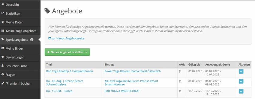 Übersicht der Angebote im Verwaltungsbereich