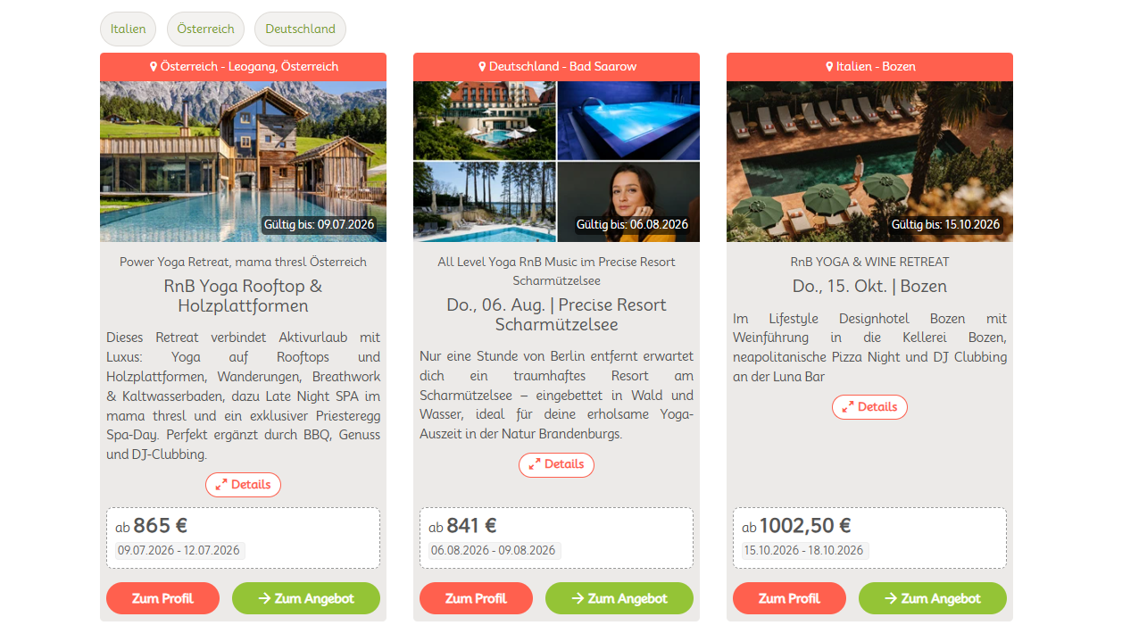 Angebote &Uuml;bersicht