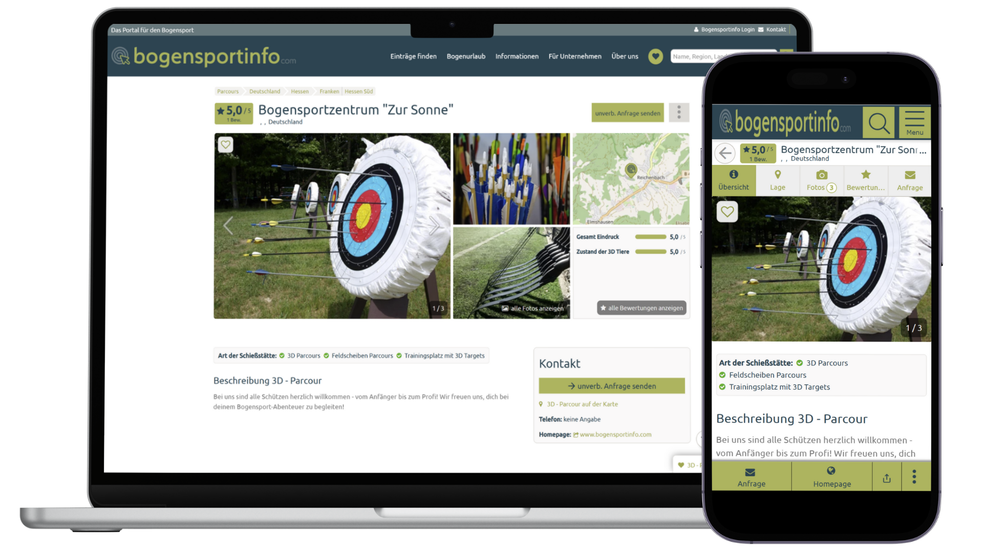 bogensport Profil als Website nutzen 