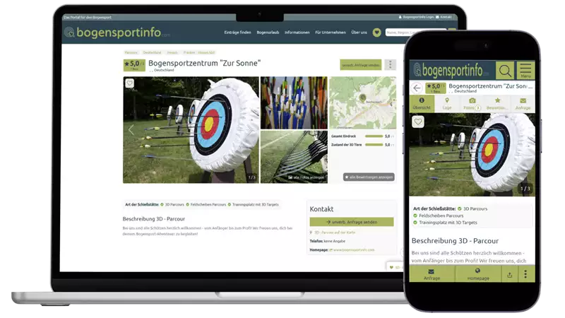 bogensport Profil als Website nutzen