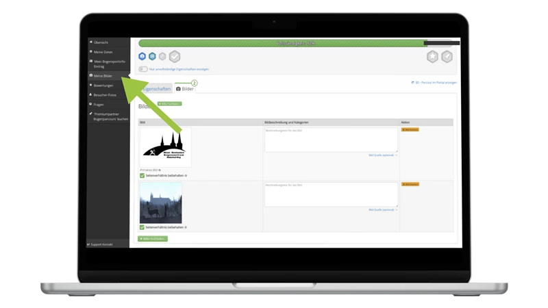 Bilder für meinen Bogensport Eintrag hochladen