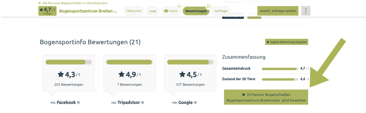 Bewertung abgeben auf bogensportinfo.com