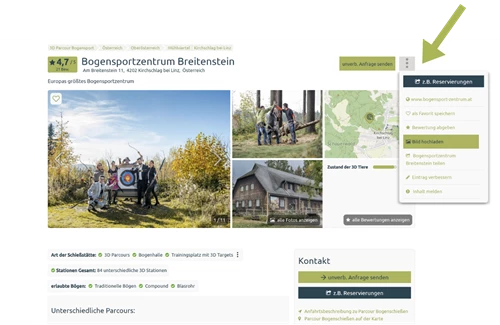 Bilder hochladen auf bogensportinfo.com