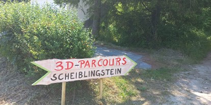 Parcours - Parkplatz: bis 200 Meter Entfernung - St. Andrä vor dem Hagenthale - Fast geschafft - auf dem Weg zu unseren Parcours. - Bogenparcours Scheiblingstein