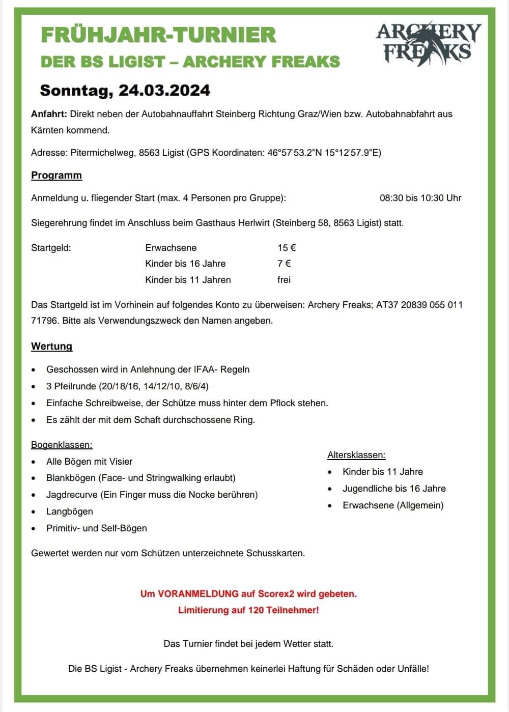 Veranstaltung-Details: Frühfar -Turnier der BS Ligist - Archery Freads