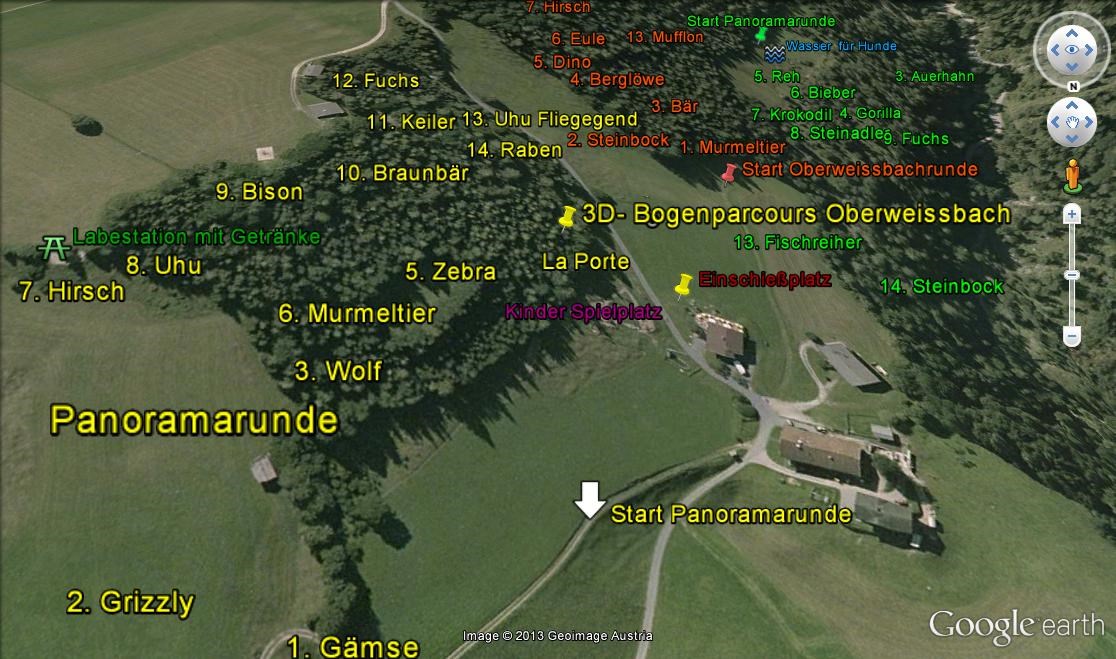 B.O.W.- BOGENPARCOURS OBERWEISSBACH WAIDRING Unterschiedliche Parcours 1. Runde