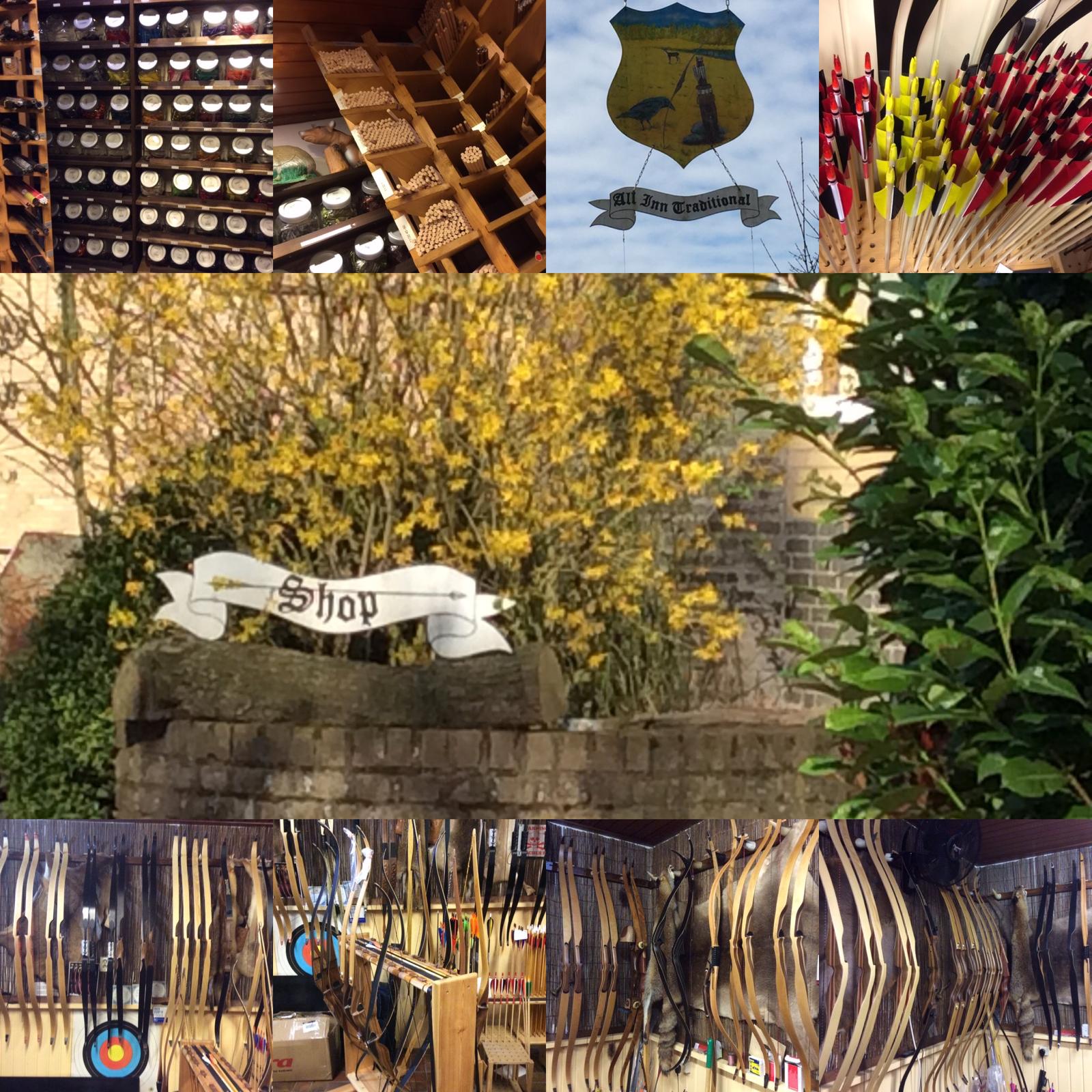 3D Parcour Bogensport - Weiteres Sortiment: 3D Tiere - logo and shop entrance, bows and arrows - All Inn Traditional